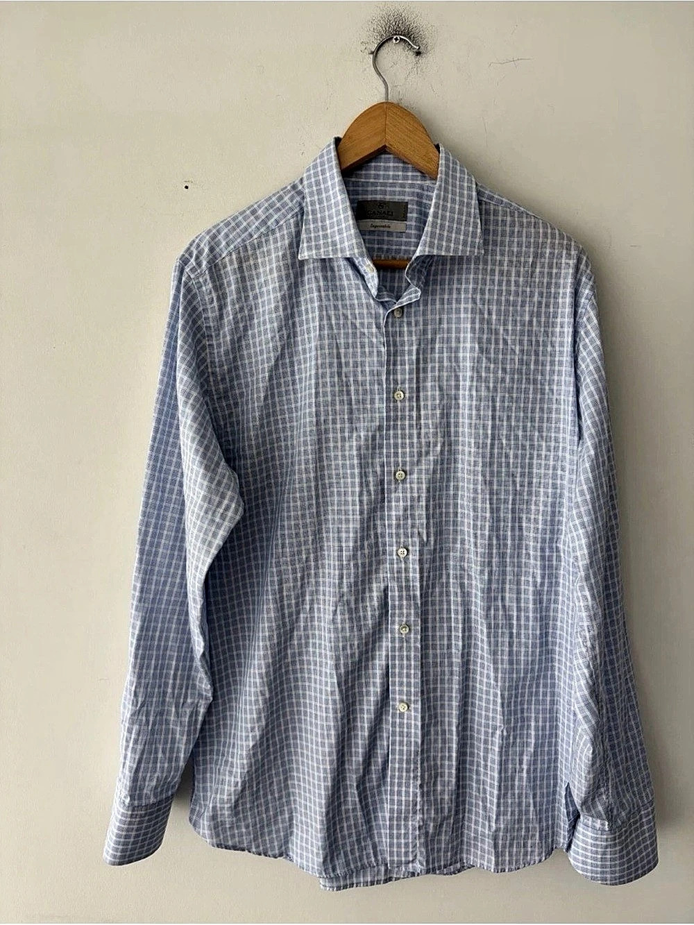 Canali Impeccabile Checkered Cotton Shirt Size 43-17